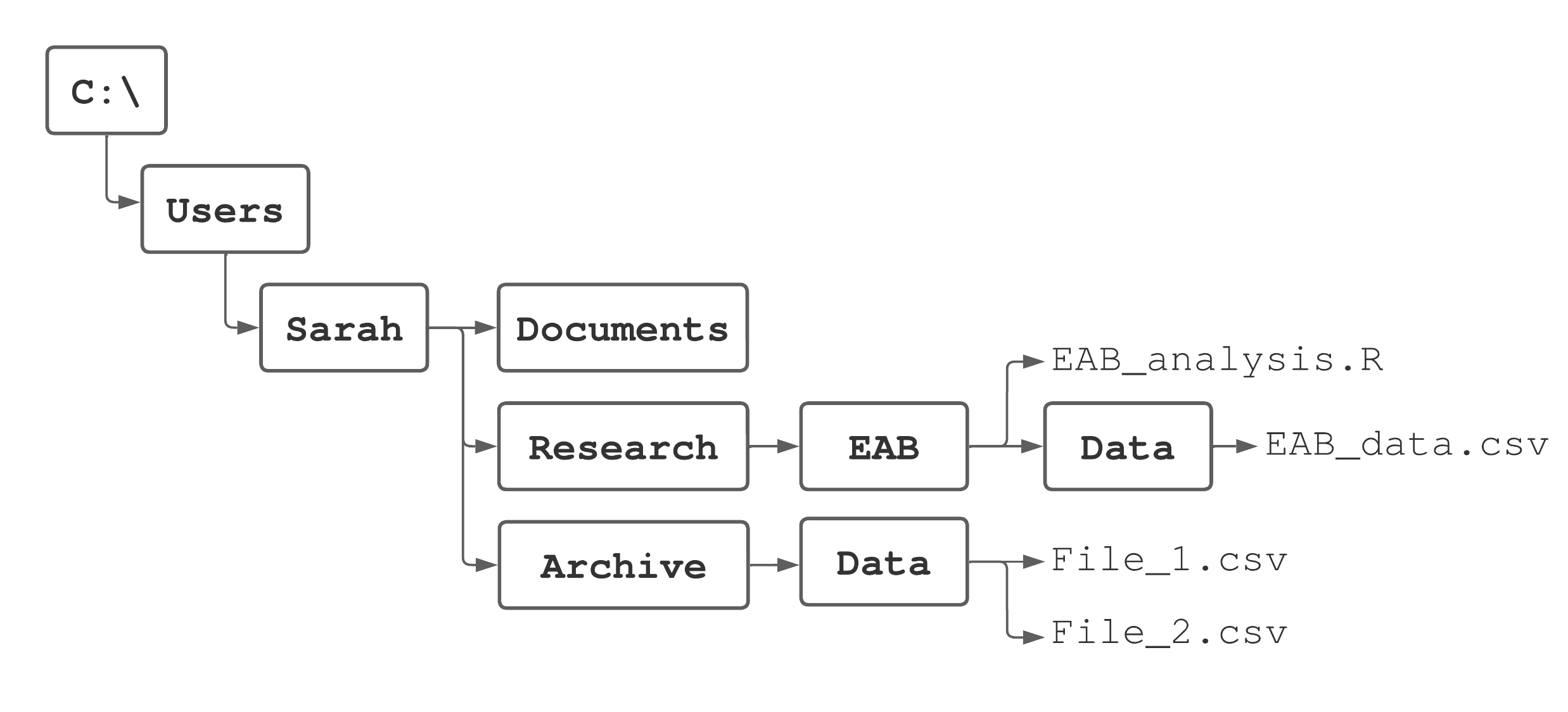 A directory structure used for illustration.